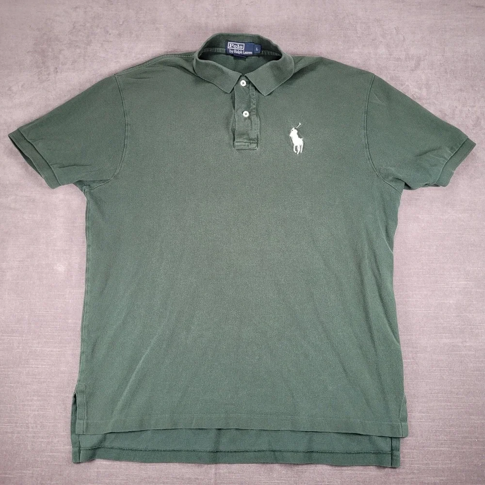 Ralph Lauren‎ Polo Big Pony Rugby Shirt Green Logo Short Sleeve L